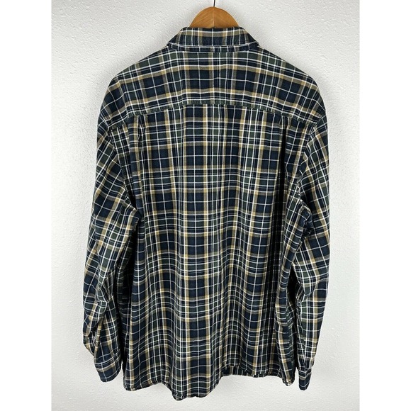 Carhartt 2XL Blue Green Brown Plaid Cotton Long Sleeve Button Down Shirt - Picture 6 of 7